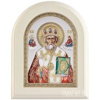 Ікона Миколи Чудотворця в сріблі та кольорі і емаллю Ікона Миколи Чудотворця в сріблі та кольорі і емаллю
