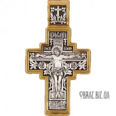 Хрестик срібний розп'яття Христово та ікони Богородиці Знамення