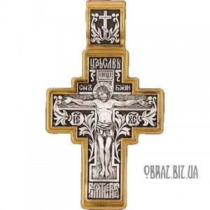 Хрестик срібний розп'яття Христово та ікони Богородиці Знамення