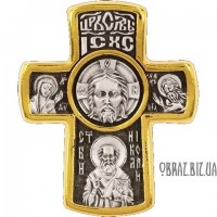 Позолочений срібний хрестик Спаса і Святого Миколая Позолочений срібний хрестик Спаса і Святого Миколая