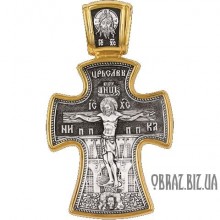 Срібний хрестик розп'яття Христово та Святого Миколая Чудотворця