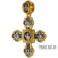 Срібний хрестик з позолотою Господа Вседержителя і Святих Срібний хрестик з позолотою Господа Вседержителя і Святих