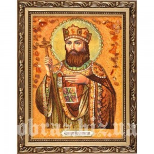 Ікона Святого Царя Костянтина з бурштину