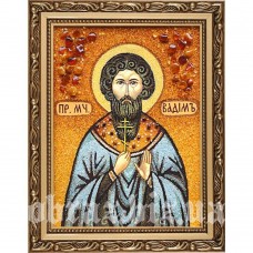 Ікона Святого Преподобного Мученика Вадима з бурштину