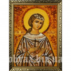 Ікона Святої Мучениці Надії Римської з бурштину Ікона Святої Мучениці Надії Римської з бурштину